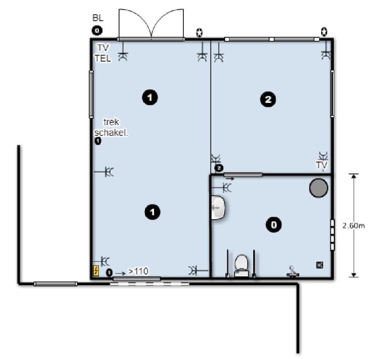 Plattegrond zorgkamer 36 m2