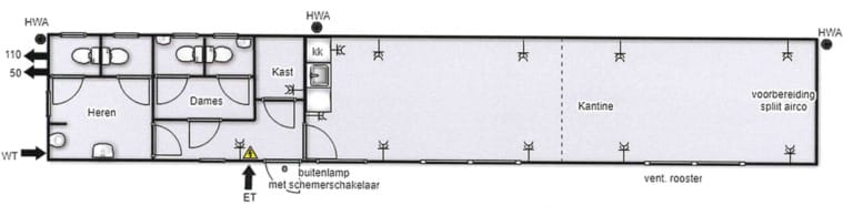 Plattegrond van tweedehands unit die bestemd is als kantoorruimte