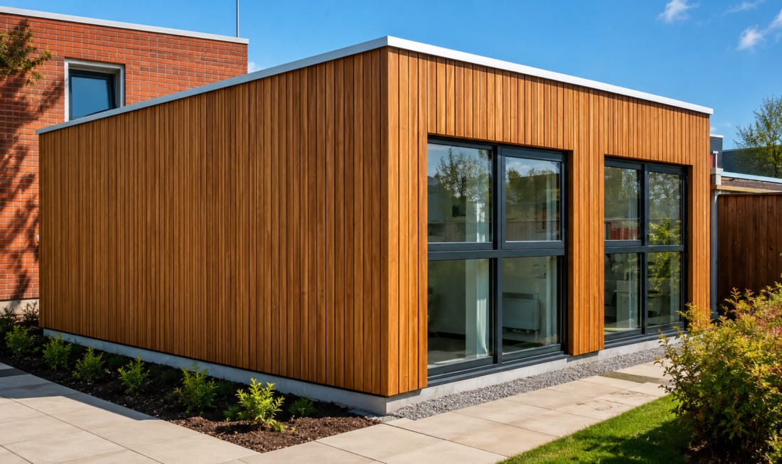 Skaeve Huse woning met houten gevel op maat gemaakt.