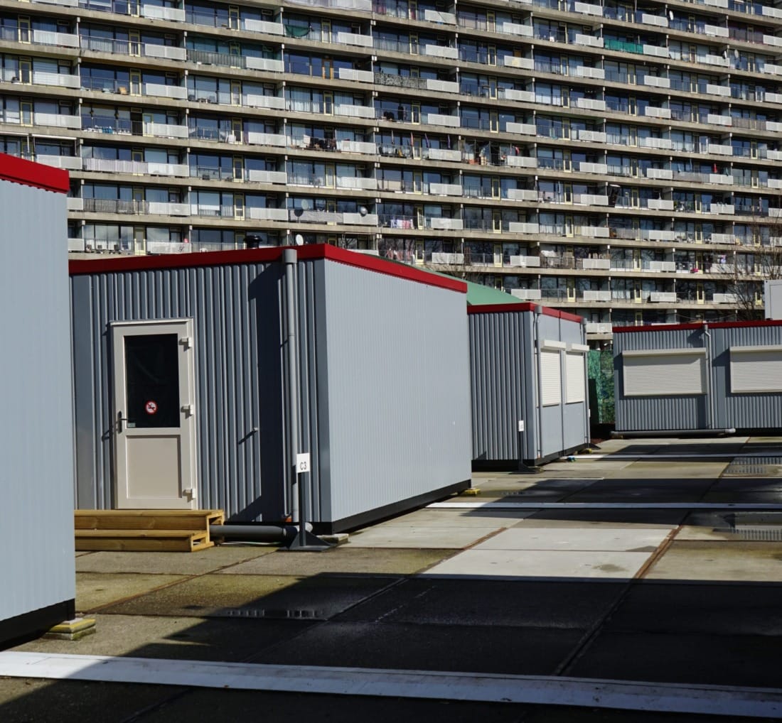 Wisselwoningen tijdens groot renovatieproject van flatgebouw.