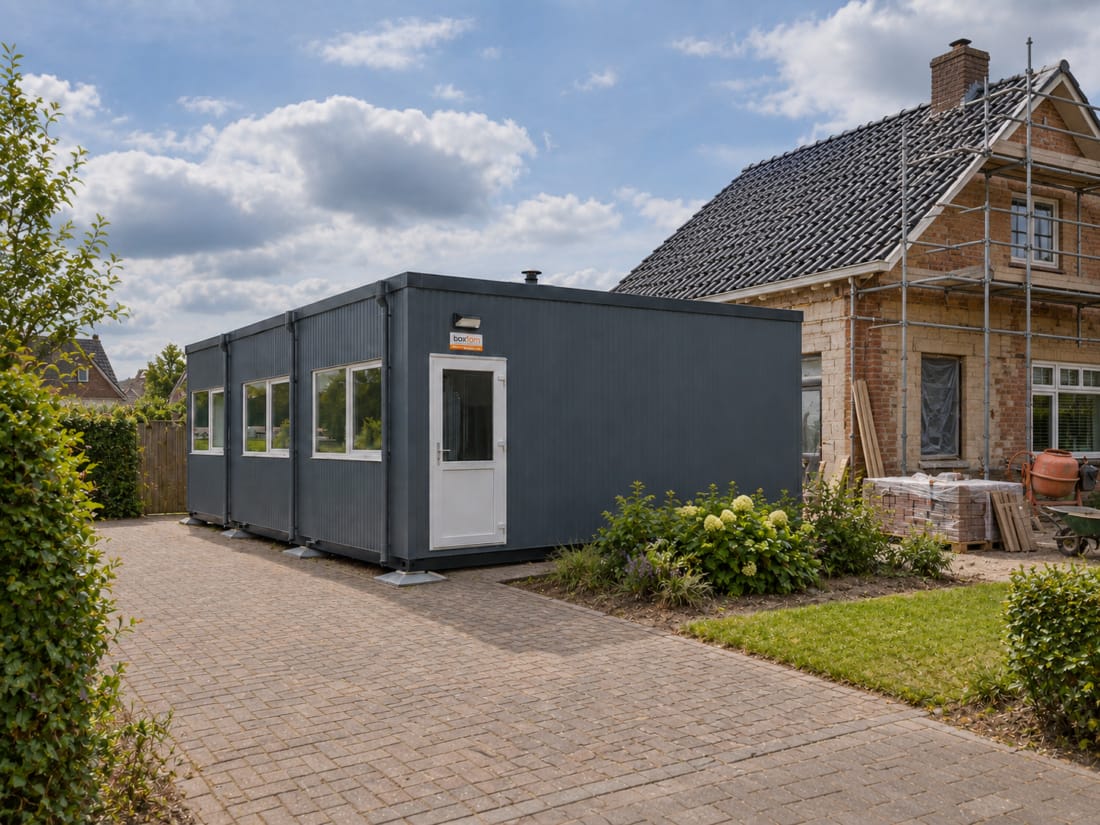 Tijdelijke woonunit tijdens een verbouwing aan huis