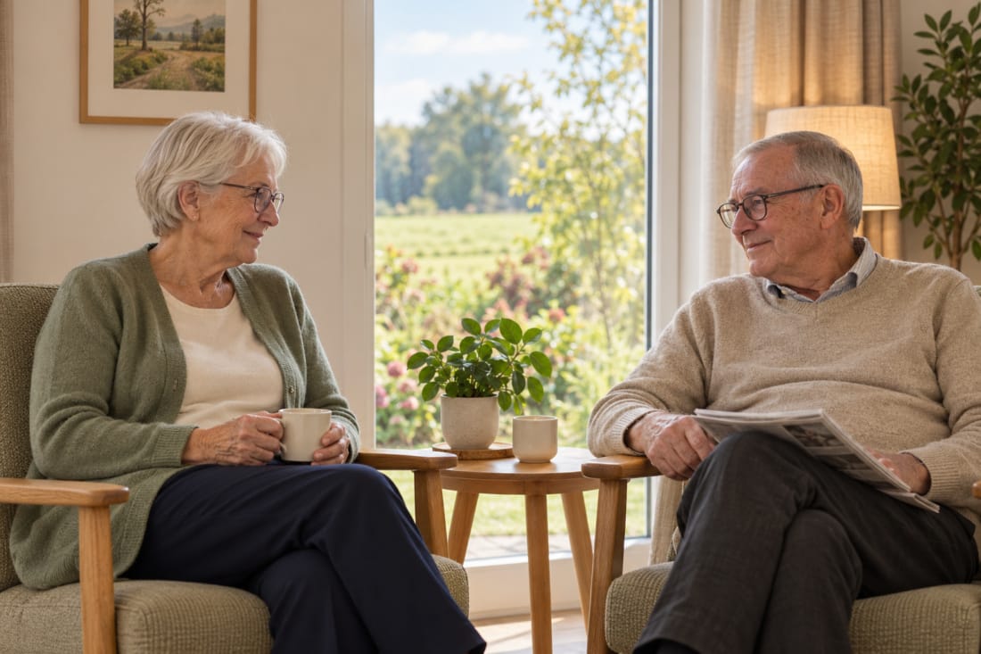 Bewoners in nieuwe mantelzorgwoning
